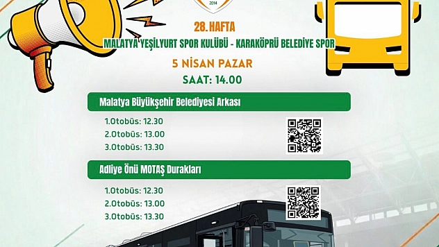 Malatya Yeşilyurtspor'dan taraftara ulaşım desteği: Otobüsler ücretsiz