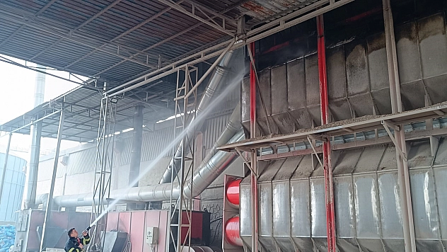 Mısır kurutma tesisinde yangın