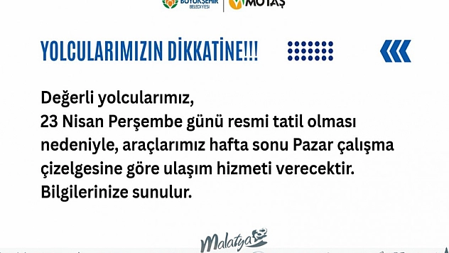 MOTAŞ Duyurdu! Otobüs saatleri değişti...