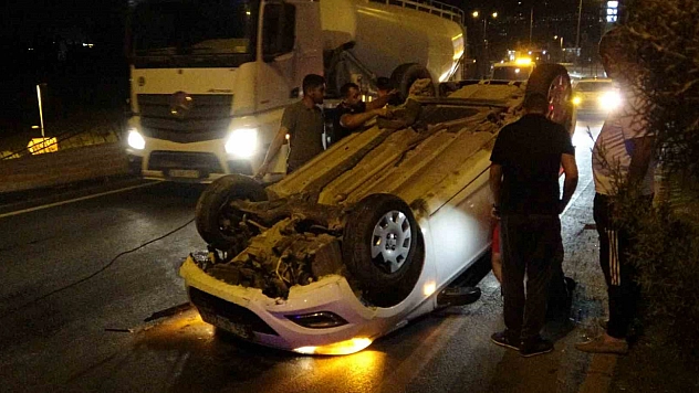 Araçtan burnu kanamadan çıktı