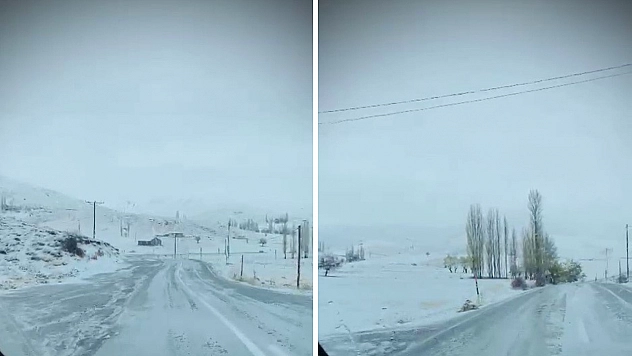 Sincik-Malatya Yolu Beyaza Büründü: Kar Erken Geldi