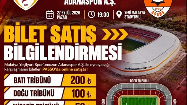 Yeşilyurtspor - Adanaspor maçı biletleri satışta