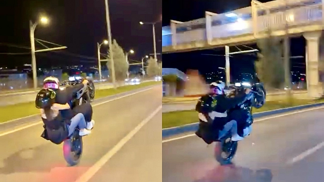 Malatya çevreyolunda tehlikeli yolculuk: Tek teker üzerinde ilerledi