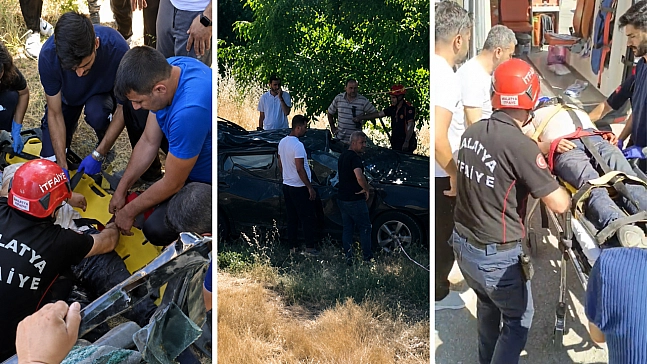 Malatya'da otomobil kayısı bahçesine uçtu! 1 kişi yaralandı