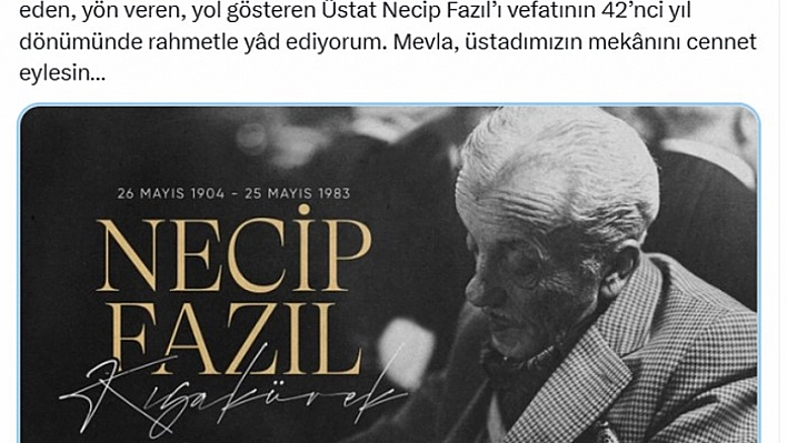21. Yüzyılda eserleriyle ve fikirleriyle yön veren Üstad: Kısakürek