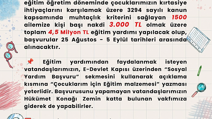 Bin 500 ihtiyaç sahibine yardım yapacak