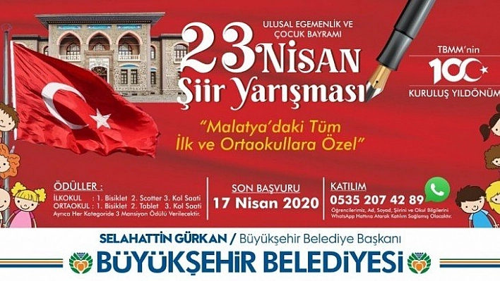 Büyükşehir Belediyesinden 23 Nisan şiir yarışması