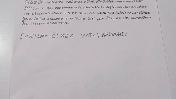 Çocuklardan Mehmetçiğe mektup