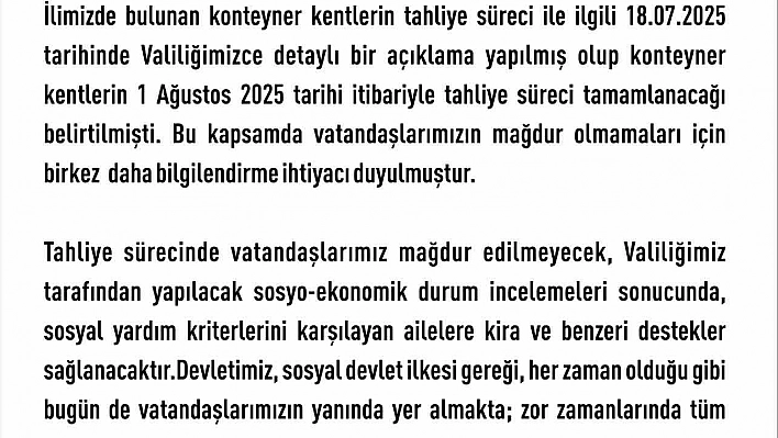 Elazığ'da konteyner kentler tahliye ediliyor