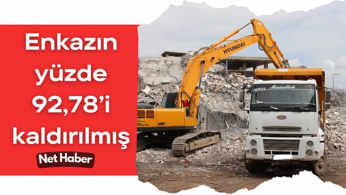 Enkazın yüzde 92,78'i kaldırılmış