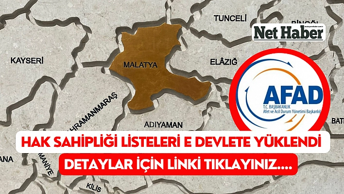 Hak sahipliği listeleri e-Devlete yüklendi. Detaylar haberimizde….