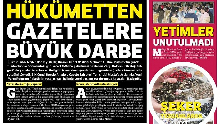 Hükümetten gazetelere büyük darbe