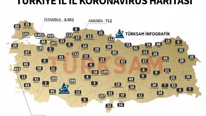 İşte illere göre koronavirüs haritası