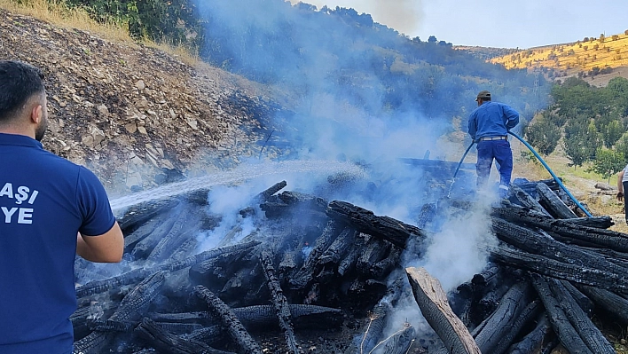 Kışlık odunlar alev alev yandı