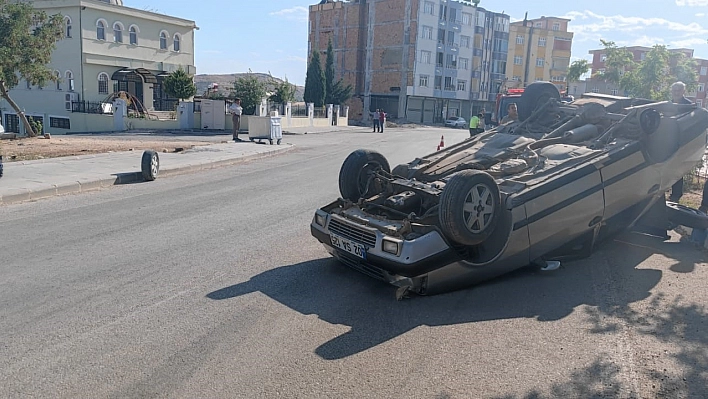 Kontrolden çıkan otomobil takla attı