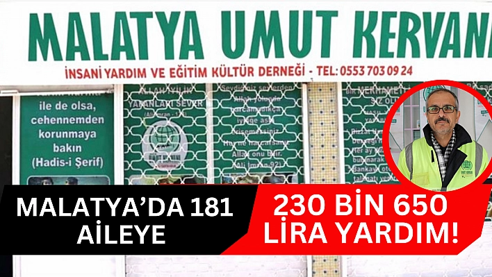 Malatya'da 181 aileye 230 bin 650 lira yardım!