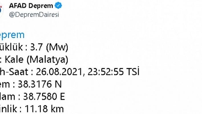 Malatya'da deprem