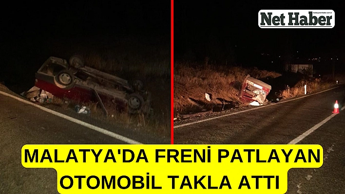 Freni patlayan otomobil takla attı