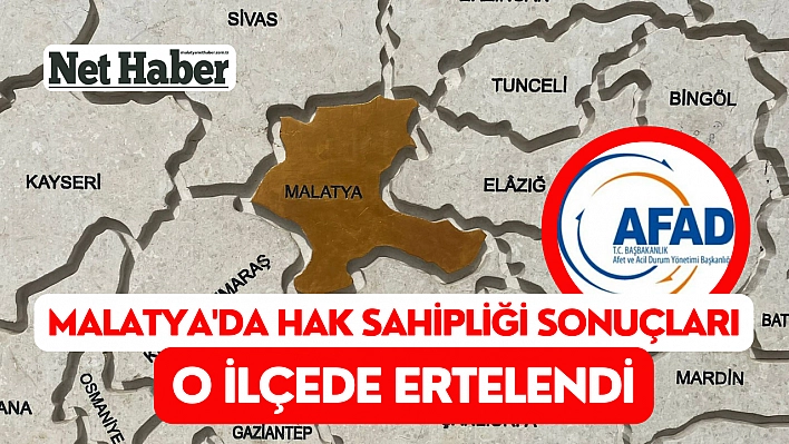 Malatya'da hak sahipliği sonuçları o ilçede ertelendi