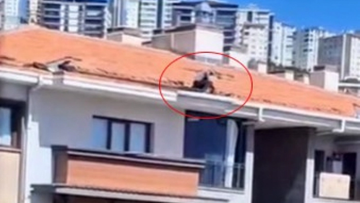 Metrelerce yüksekte tedbirsiz çalıştı, o anlar kamerada