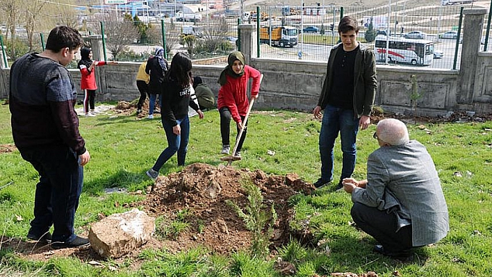 Öğrenciler fidan dikti