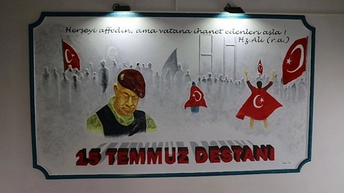 Duvara '15 Temmuz' rölyefi