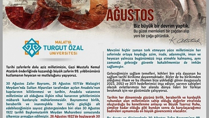 30 Ağustos mesajı