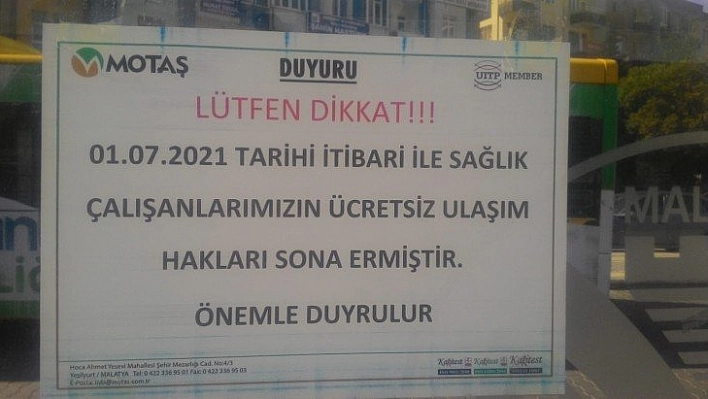 Ücretsiz ulaşım sona erdi