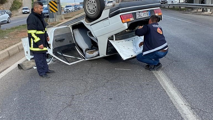 Seyir halindeyken ters dönerek kaza yaptı