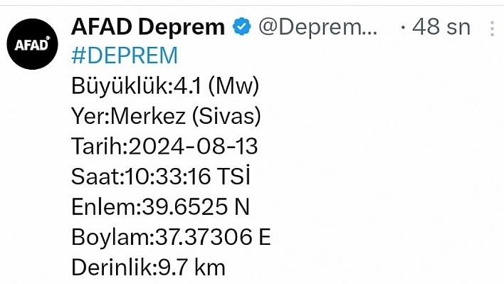 Sivas'ta Şiddetli Deprem!