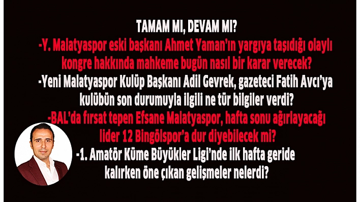 Tamam mı, devam mı?