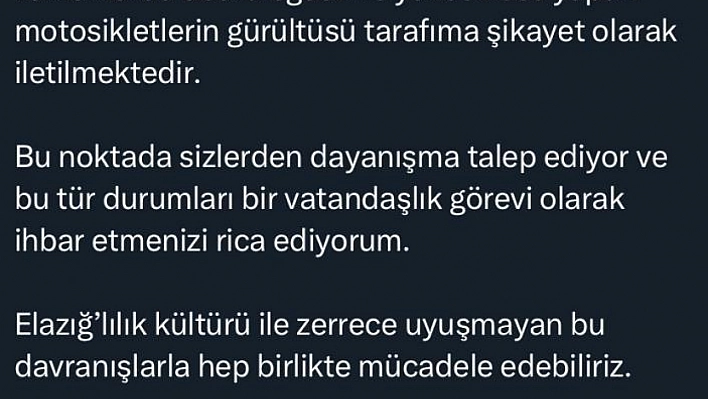 Validen Motosiklet Gürültüsüne İhbar Çağrısı