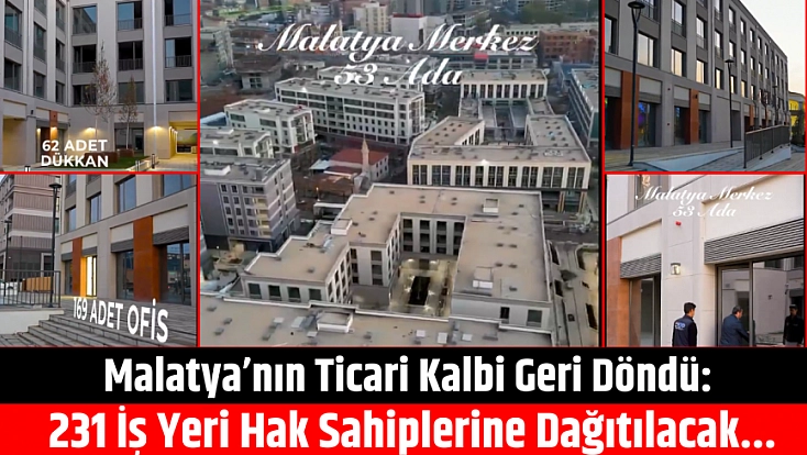 Malatya’nın Ticari Kalbi Geri Döndü: 231 İş Yeri Hak Sahiplerine Dağıtılacak