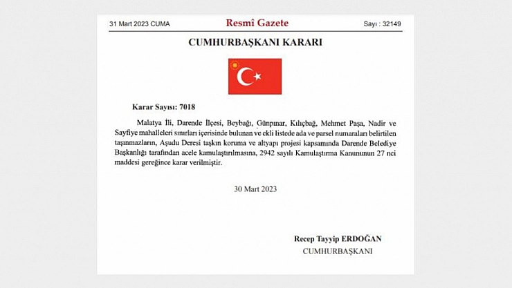 Aşudu Deresi Projesi'ne acele kamulaştırma