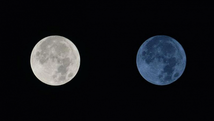 Ay'ın rengi griden maviye dönüştü