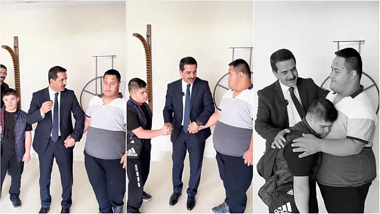 Başkan down sendromlu küs iki arkadaşı barıştırdı