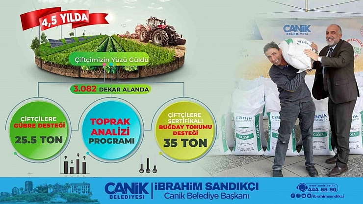 Canik'te çiftçilere tonlarca destek