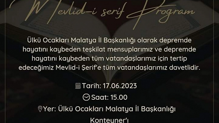 Deprem şehitleri için mevlid-i şerif