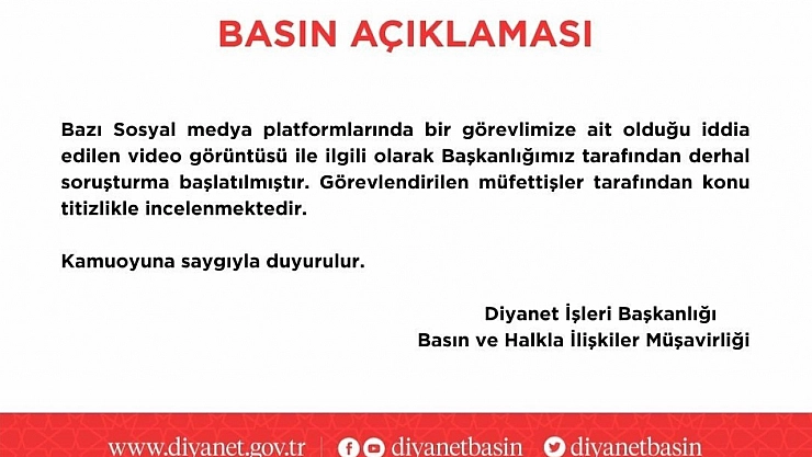 Diyanet'ten rüşvet iddiasına soruşturma