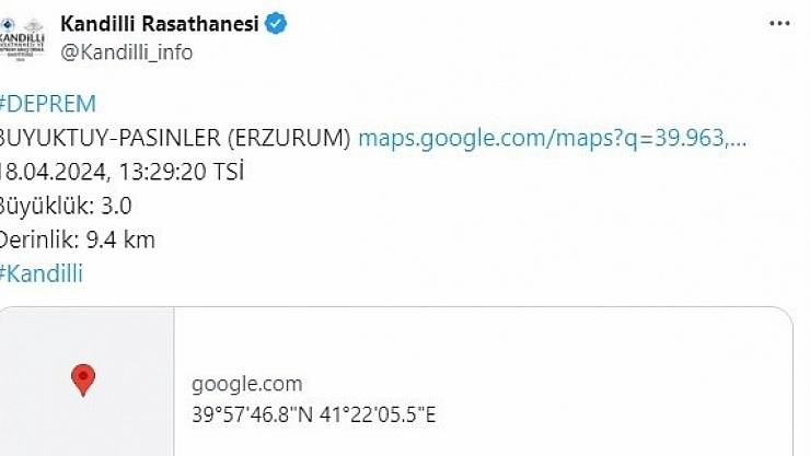 Erzurum'da korkutan deprem