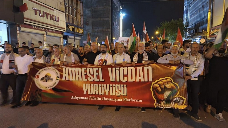 Filistin için dayanışma yürüyüşü düzenlendi