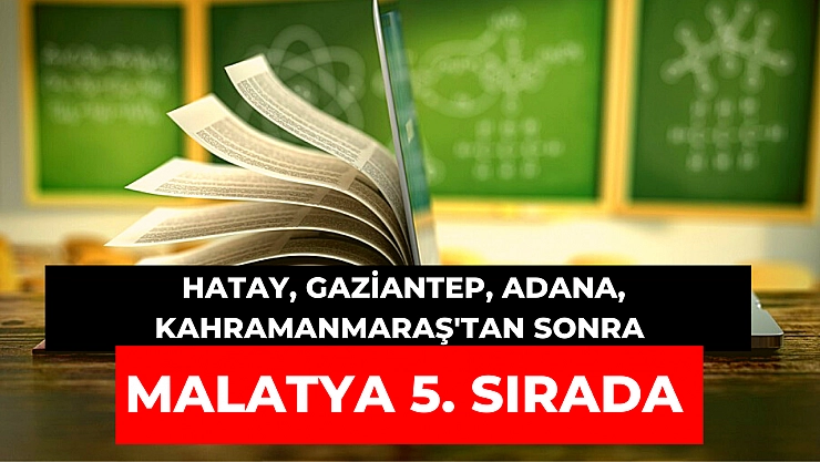 Hatay, Gaziantep, Adana, Kahramanmaraş'tan sonra Malatya 5. Sırada