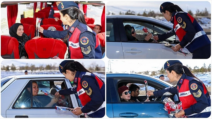 Kadın jandarmalardan anlamlı davranış