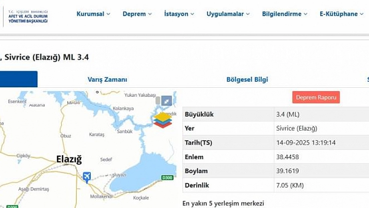 Komşuda 3.4 büyüklüğünde deprem!