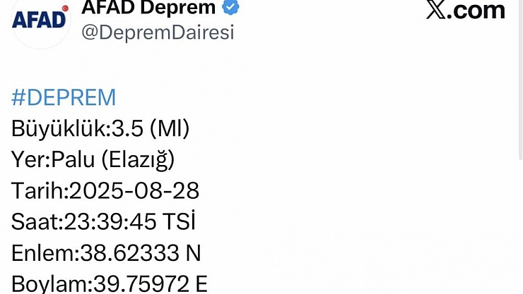Komşuda 3.5 büyüklüğünde deprem