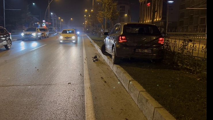 Köpeğe Çarpan Otomobil Kontrolden Çıkıp Refüje Çarptı