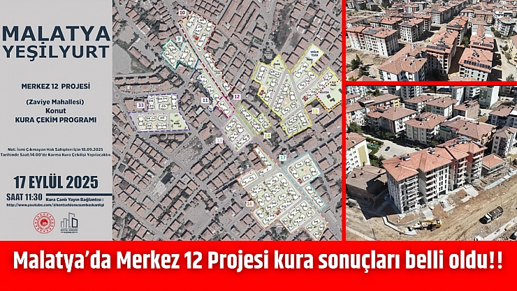 Malatya'da Merkez 12 Projesi kura sonuçları belli oldu!!