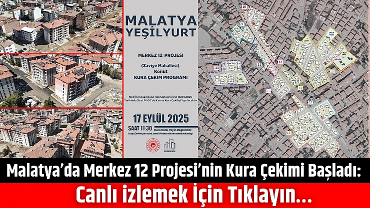 Malatya'da Merkez 12 Projesi'nin Kura Çekimi Başladı: Canlı izlemek İçin Tıklayın…