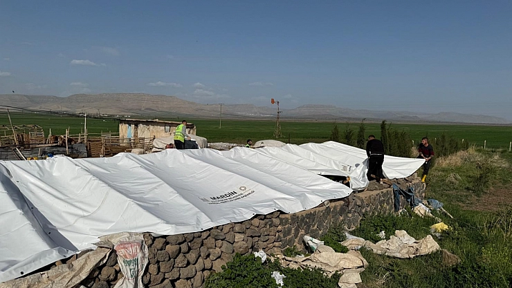 Mardin Büyükşehir Belediyesinden hortum mağdurlarına çadır desteği