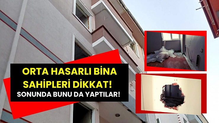 Orta hasarlı evin duvarı deldiler ne var yok götürdüler